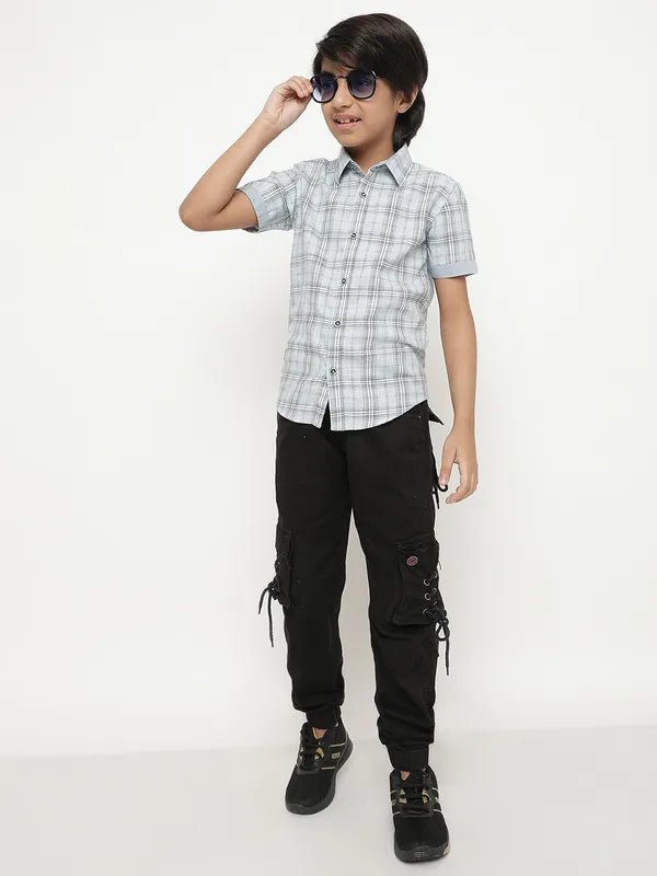 Octave Boys Tartan Checked Cotton Casual Shirt
