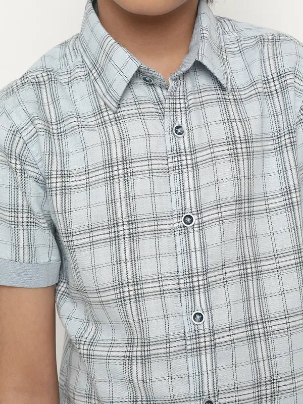 Octave Boys Tartan Checked Cotton Casual Shirt