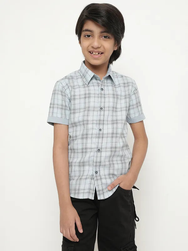 Octave Boys Tartan Checked Cotton Casual Shirt