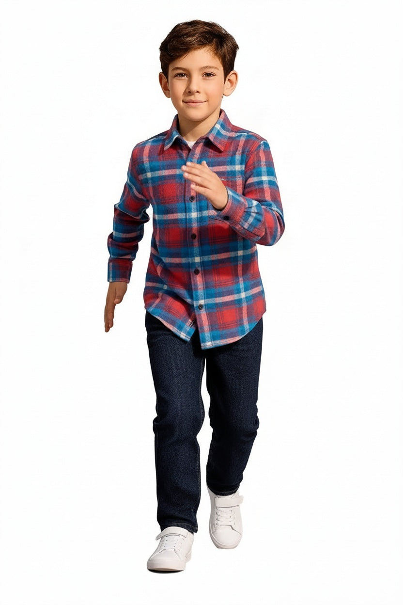 Boys Tartan Checks Checked Casual Shirt