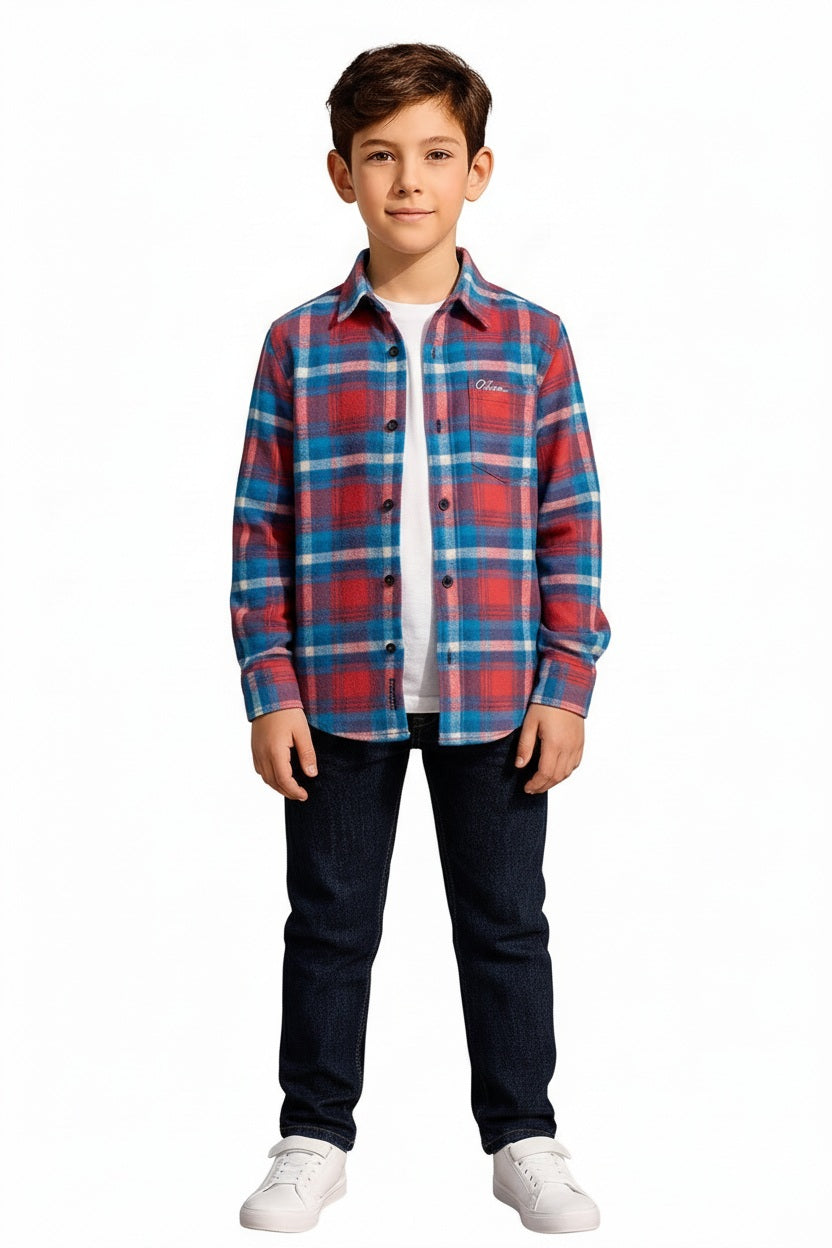 Boys Tartan Checks Checked Casual Shirt