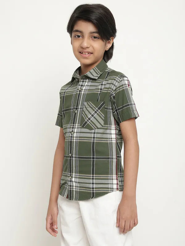 Octave Boys Tartan Checked Cotton Casual Shirt