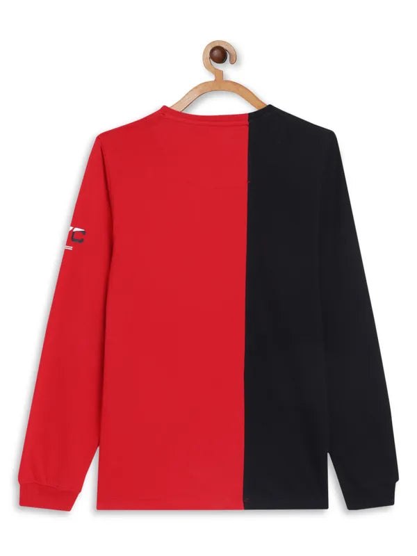Octave Boys Red Black Typography Colourblocked T-Shirt