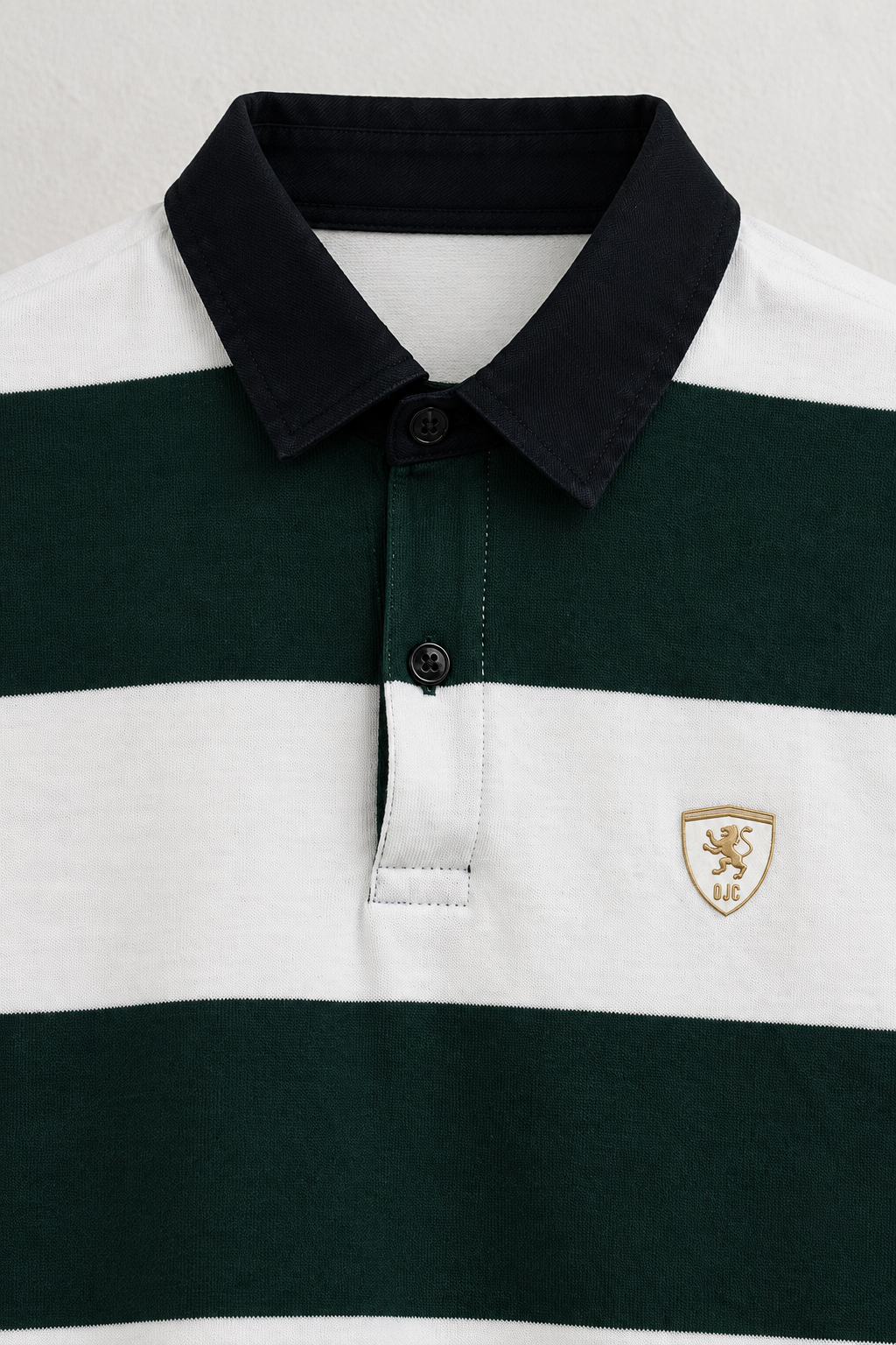 Junior Boys’ Cotton Striped Full-Sleeve Polo T-Shirt – Bottle Green & Off White | Pre-Winter Wear