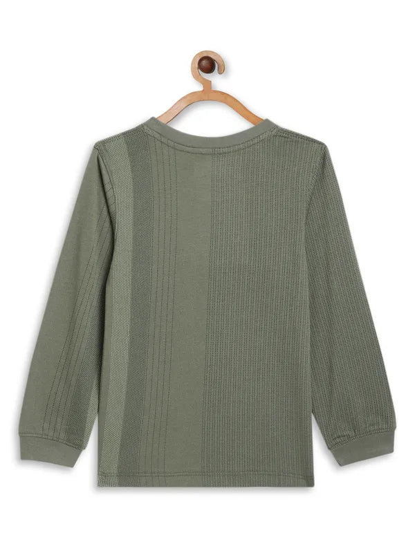 Octave Boys Olive Green Printed Cotton T-Shirt
