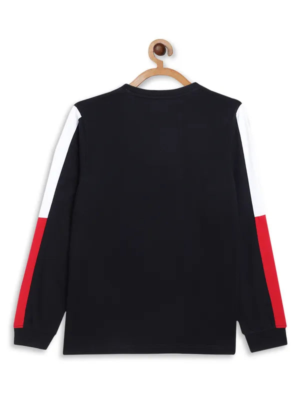 Octave Boys Black Typography Printed Applique Long Sleeve T-Shirt