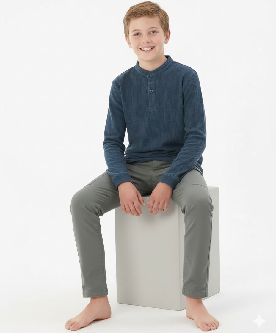 Boy Solid Mandarin Neck T-Shirt