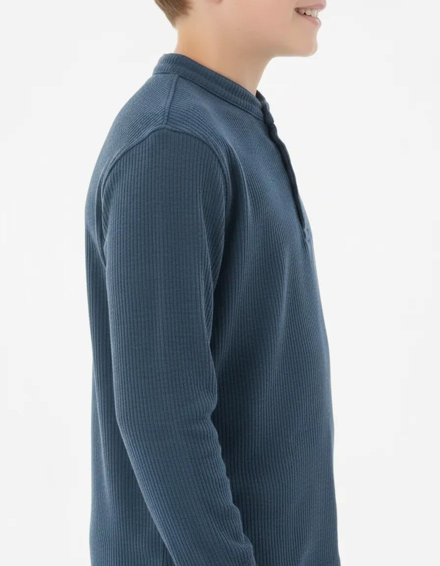 Boy Solid Mandarin Neck T-Shirt