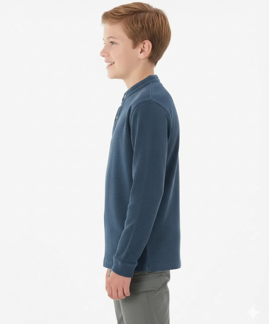Boy Solid Mandarin Neck T-Shirt