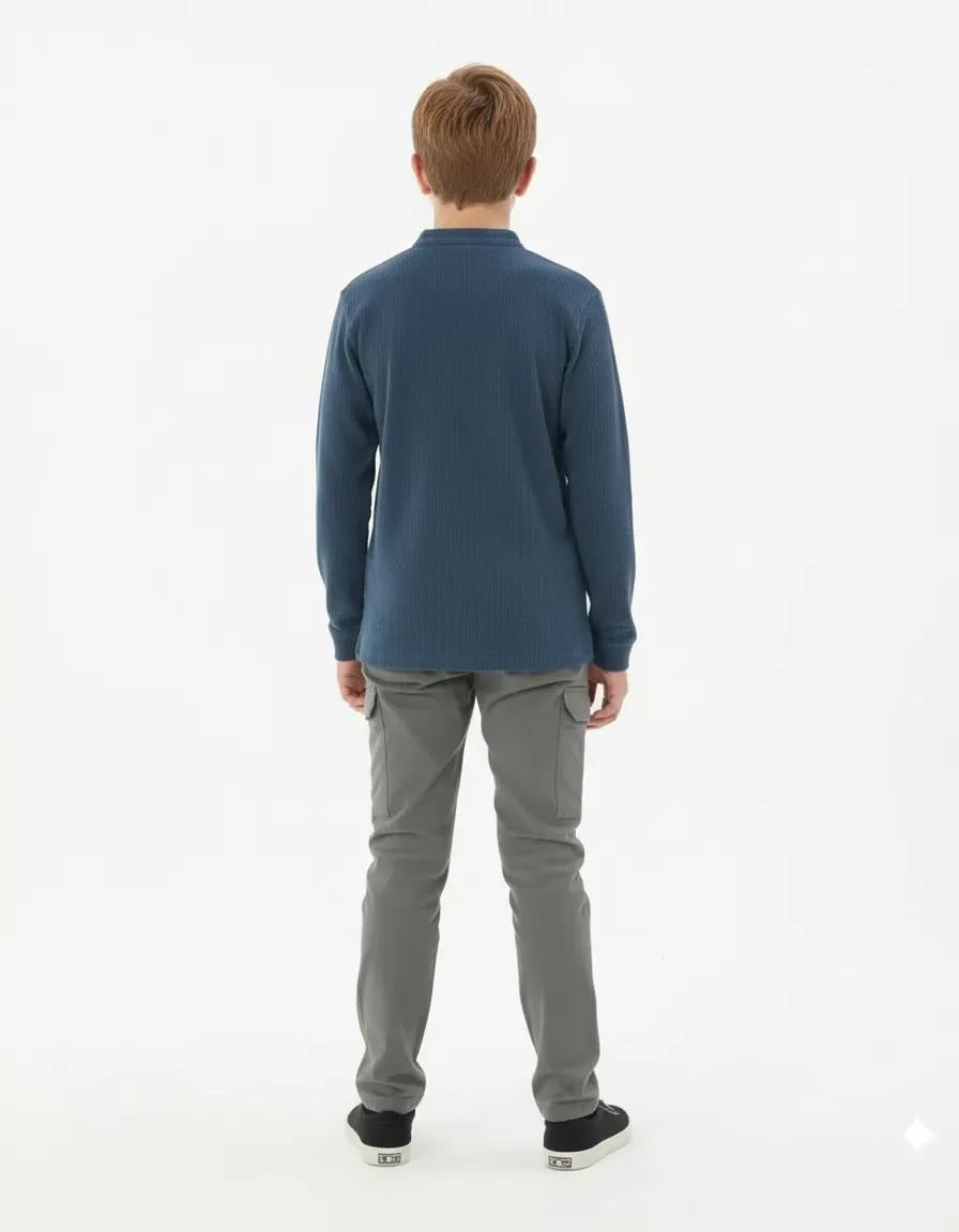 Boy Solid Mandarin Neck T-Shirt