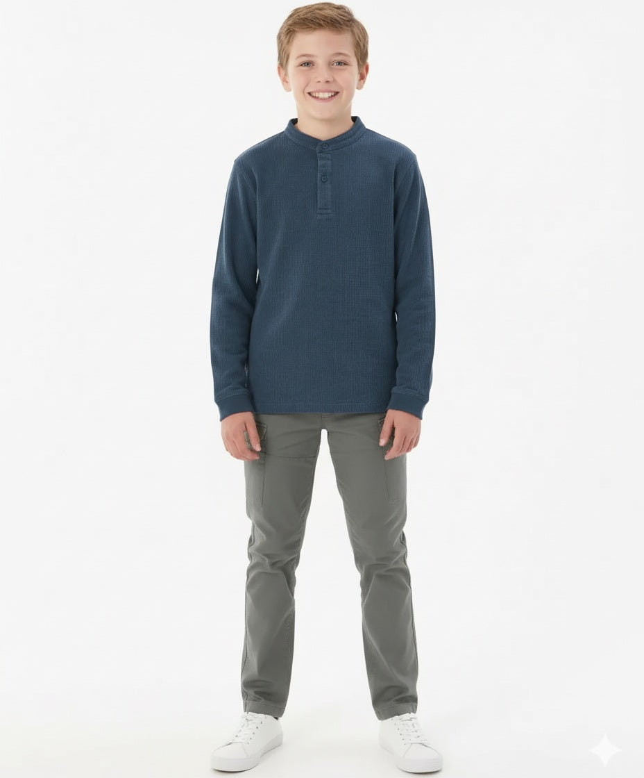 Boy Solid Mandarin Neck T-Shirt