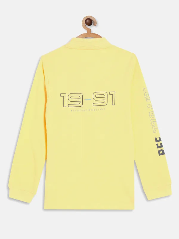 Typography Print Polo Neck T-Shirt
