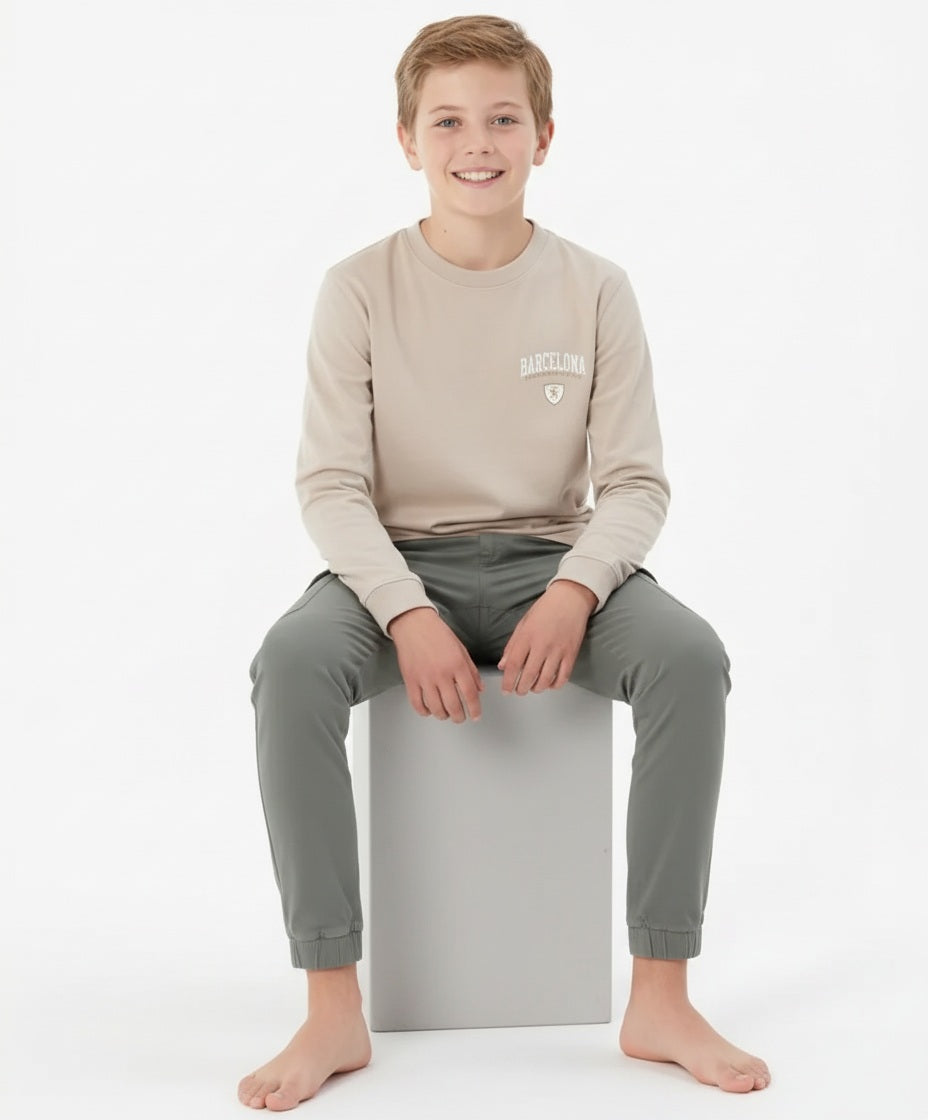 Boy Solid Mandarin Neck T-Shirt