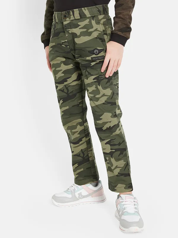 Octave Boys Camouglage Printed Cotton Mid Rise Track Pants