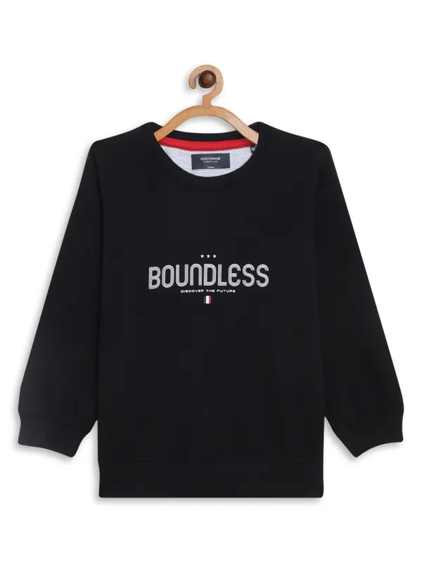Octave Boys Navy Blue Printed Sweatshirt