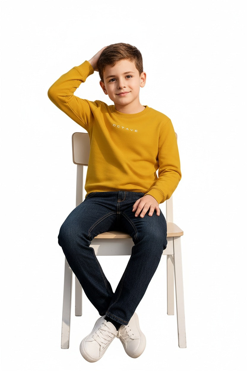 Boys Round Neck Graphic Print Sweatshirt