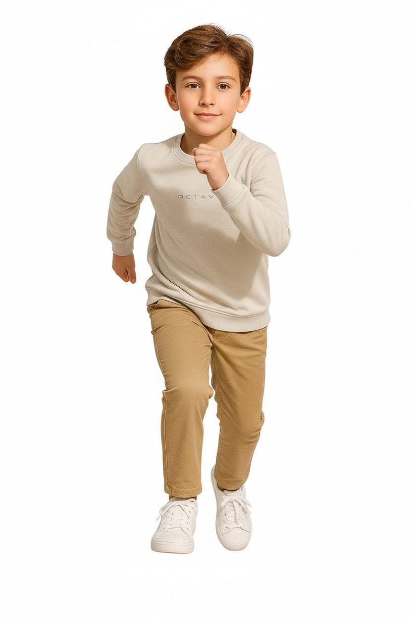 Boys Round Neck Graphic Print Sweatshirt