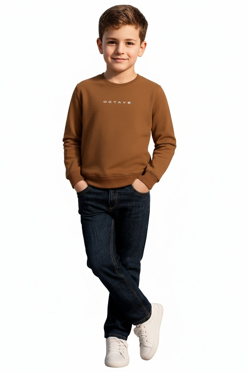 Boys Round Neck Graphic Print Sweatshirt