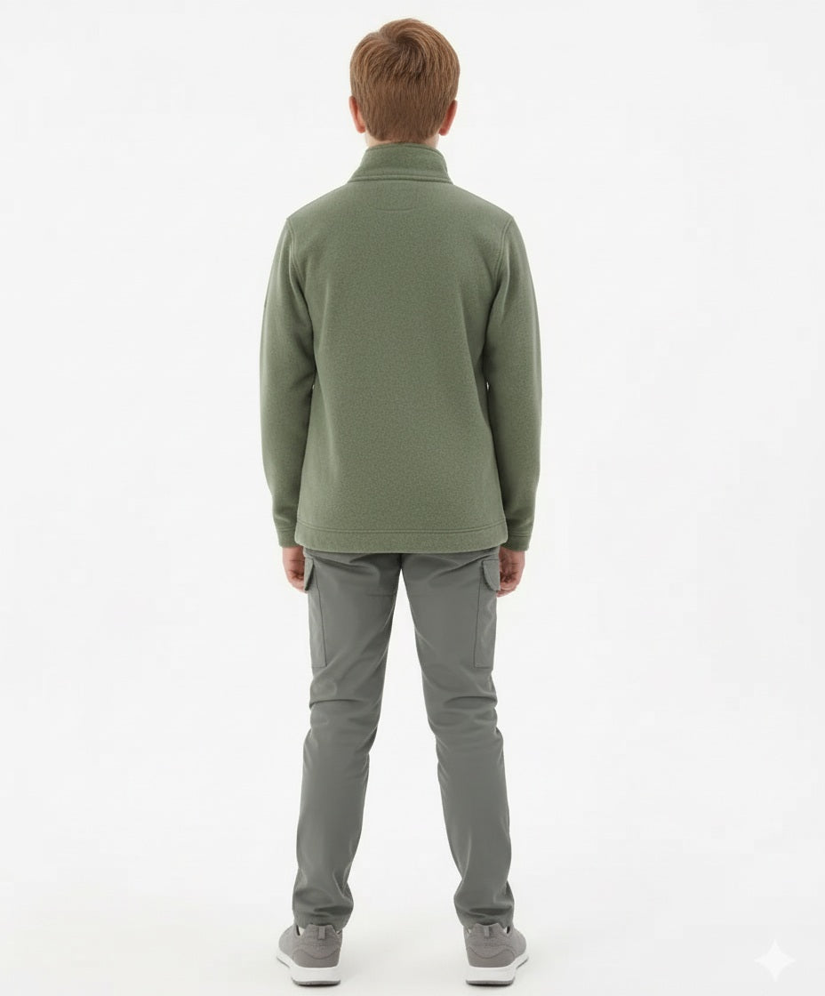Boy Solid Mandarin Neck Sweatshirt