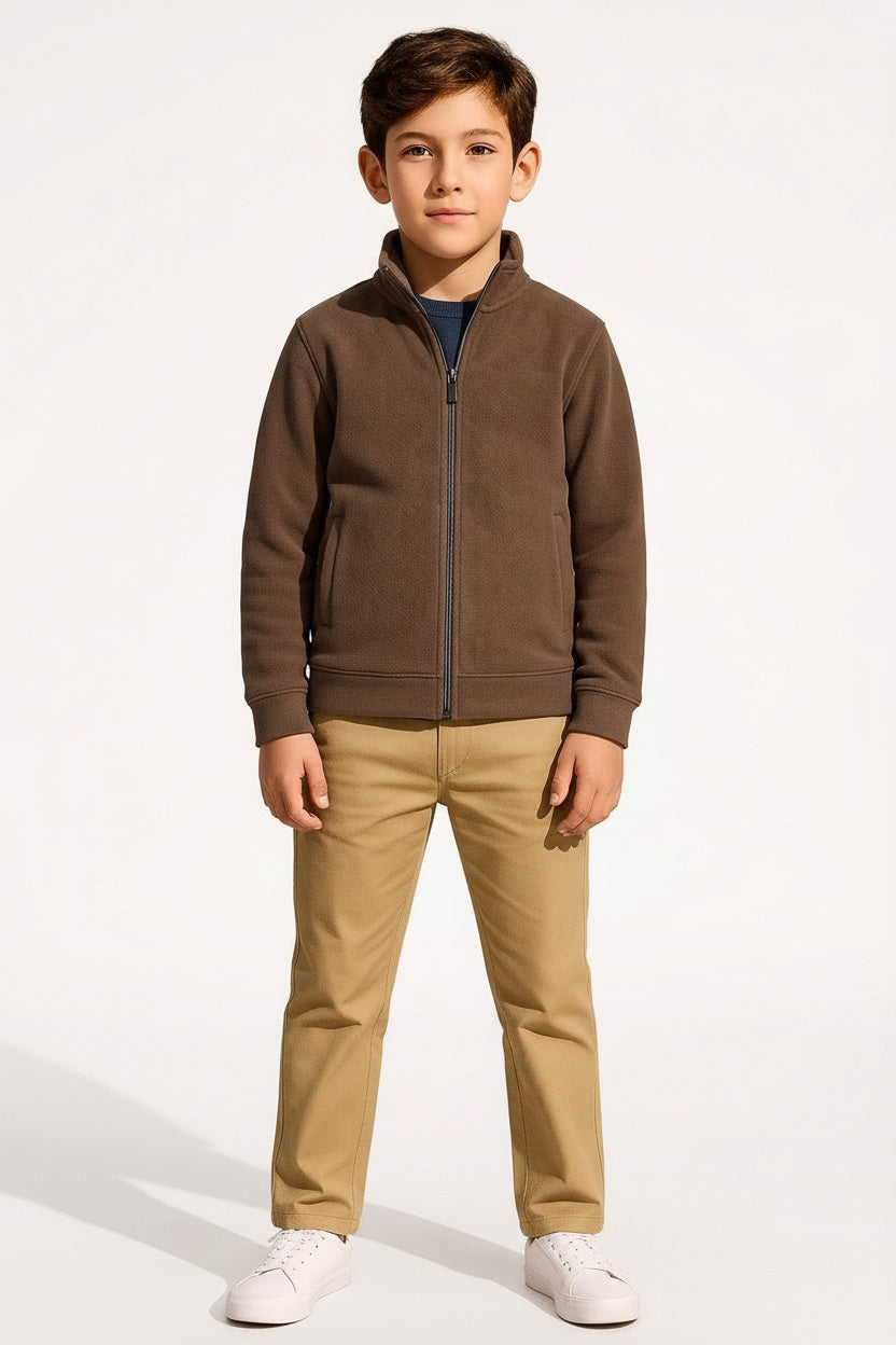 Boys Solid Mandarin Neck Sweatshirt