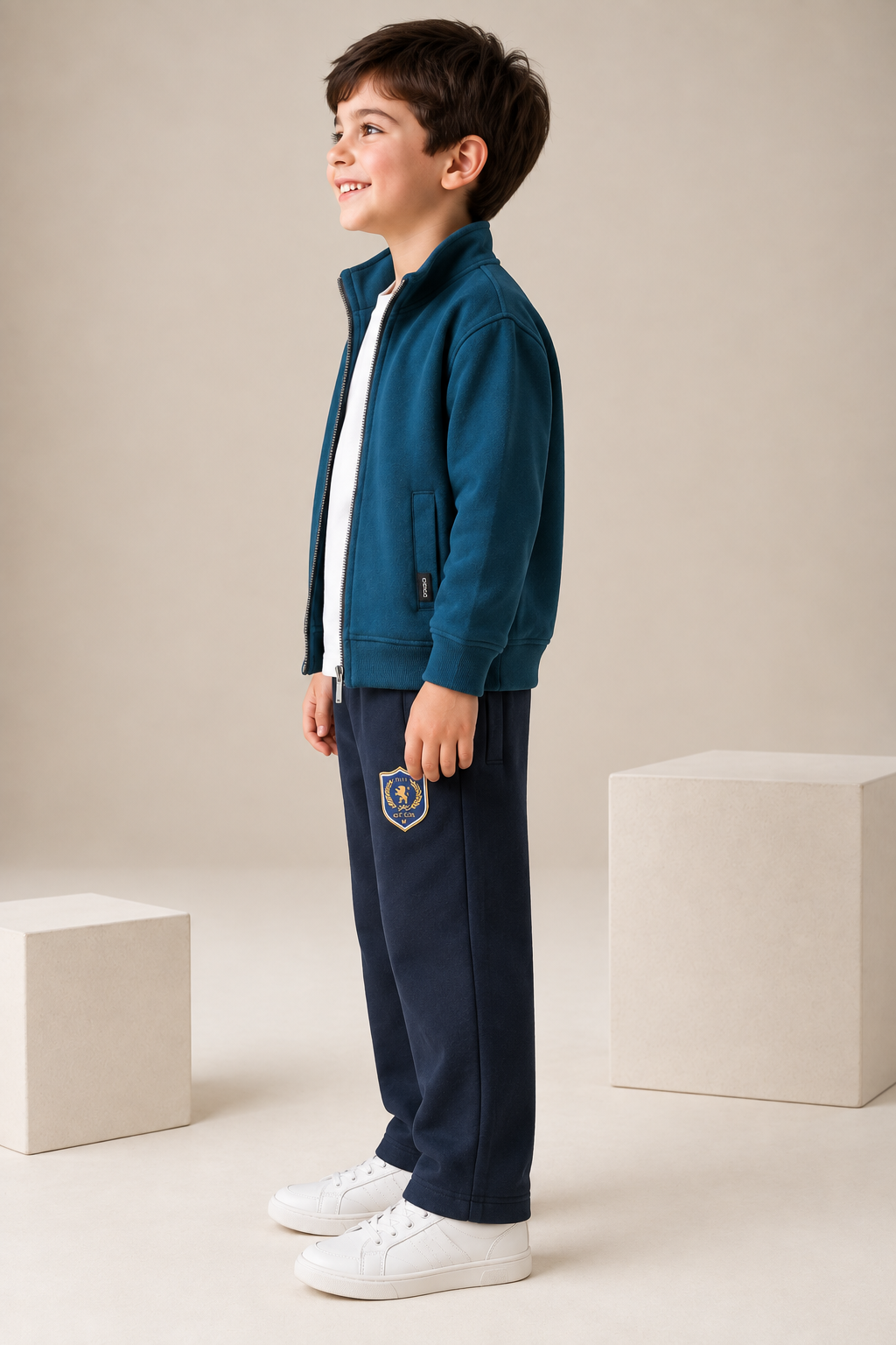 Junior Boys Pacific Melange German Velvet Full-Zip Sweatshirt – Regular Fit