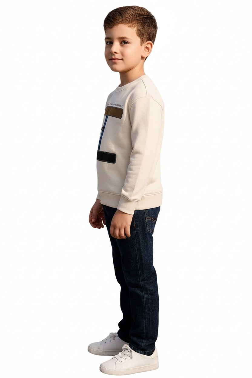 Boys Round Neck Graphic Print Sweatshirt