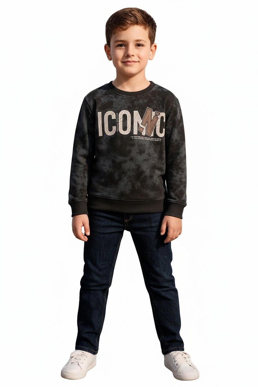 Boys Round Neck Camouflage Sweatshirt