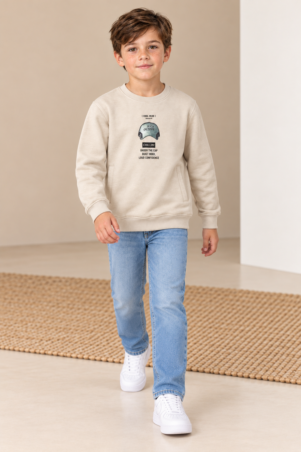 Junior Boys Arona Cotton Brushed Fleece Graphic Sweatshirt – Regular Fit