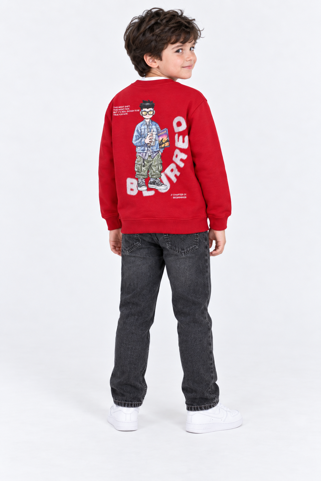 Junior Boys Brick Cotton Brushed Fleece Graphic Sweatshirt – Regular Fit