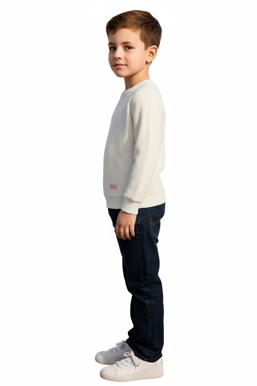 Boys Round Neck Solid Sweatshirt