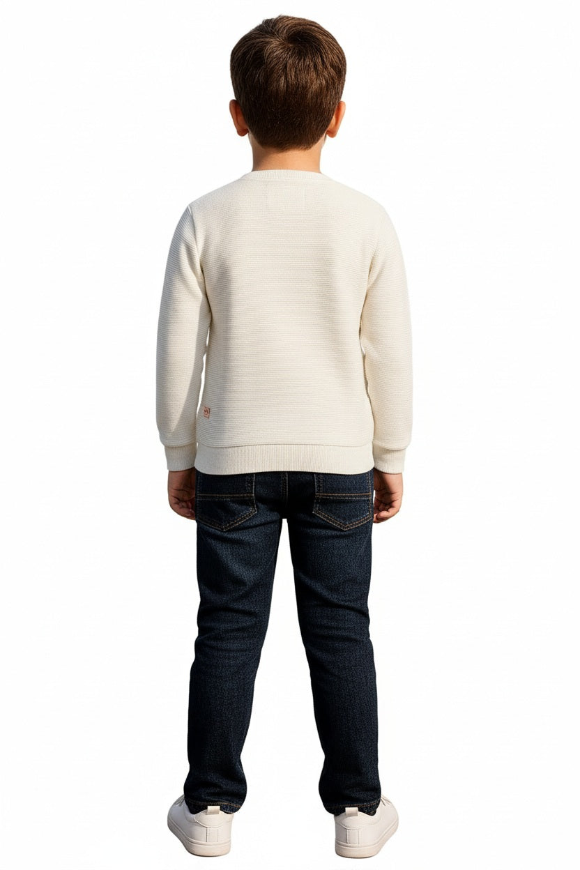 Boys Round Neck Solid Sweatshirt