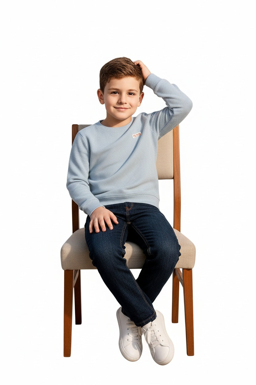 Boys Round Neck Solid Sweatshirt