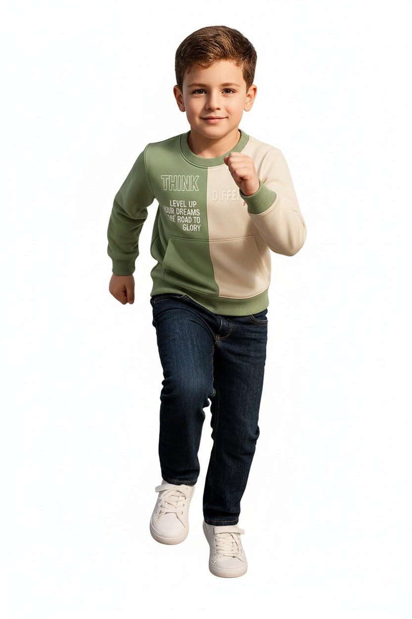 Boys Round Neck Colourblocked Sweatshirt