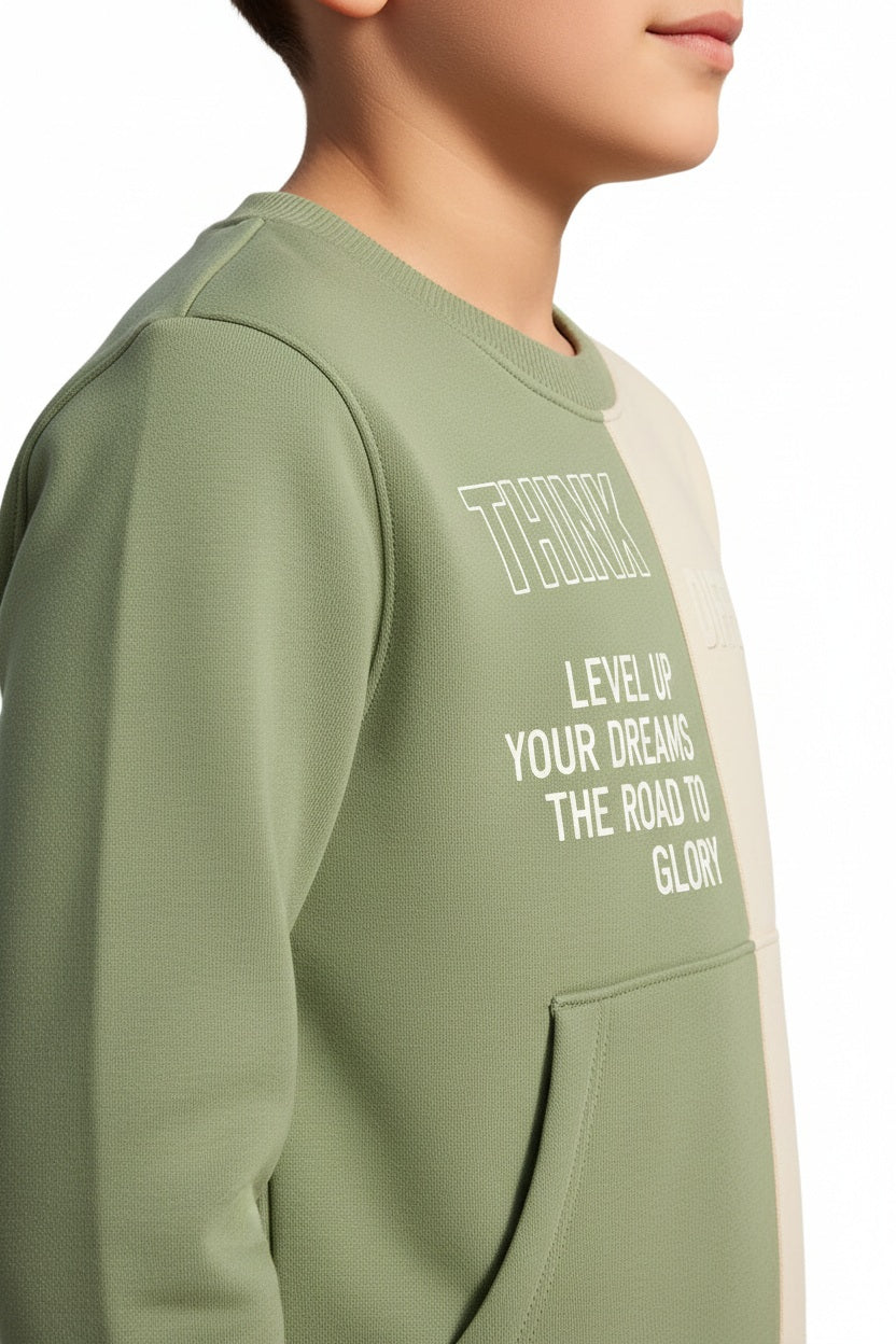 Boys Round Neck Colourblocked Sweatshirt