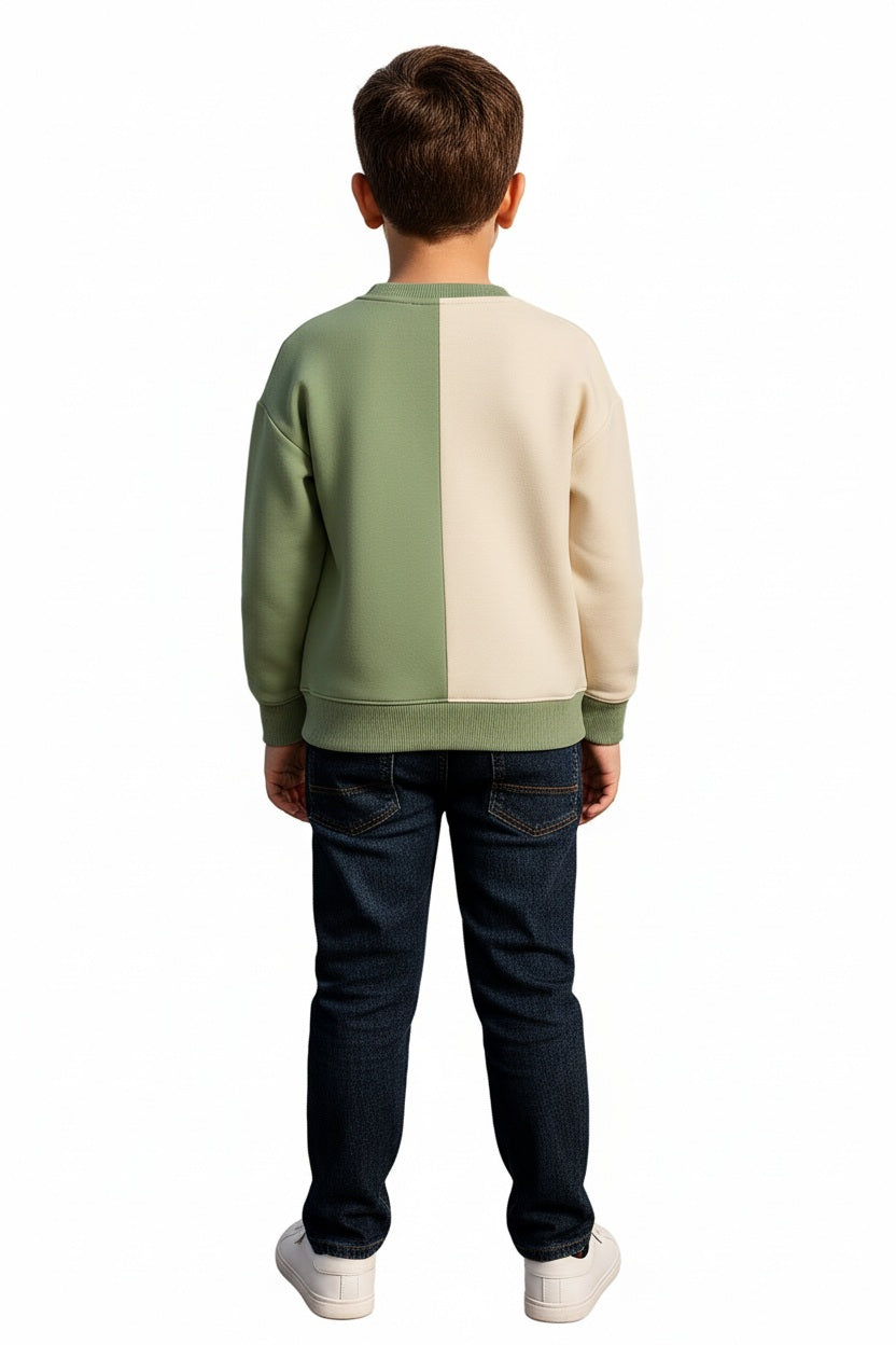 Boys Round Neck Colourblocked Sweatshirt