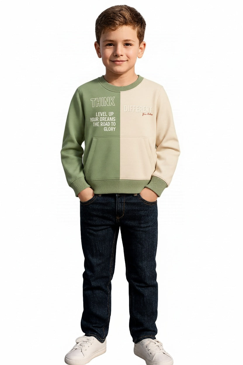 Boys Round Neck Colourblocked Sweatshirt