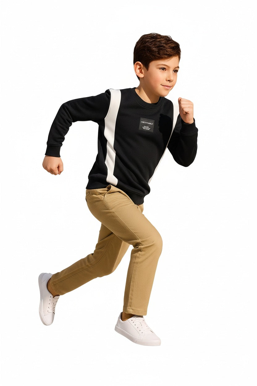 Boys Round Neck Colourblocked Sweatshirt