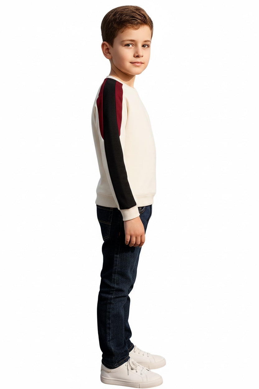 Boys Round Neck Colourblocked Sweatshirt