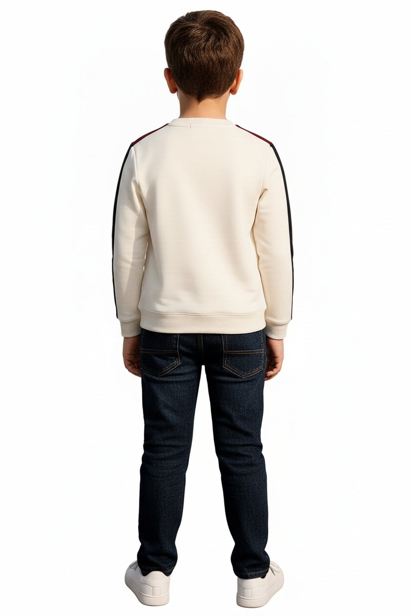 Boys Round Neck Colourblocked Sweatshirt