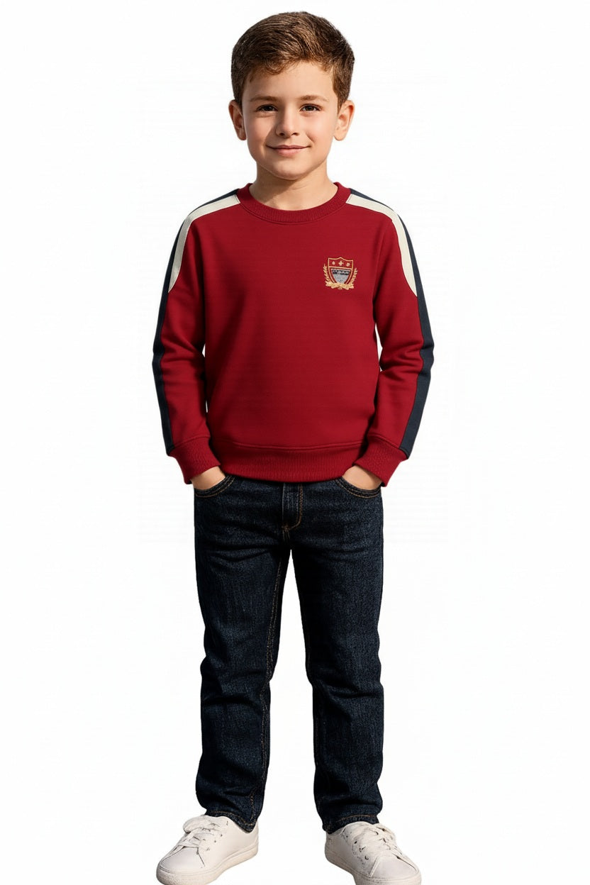 Boys Round Neck Colourblocked Sweatshirt