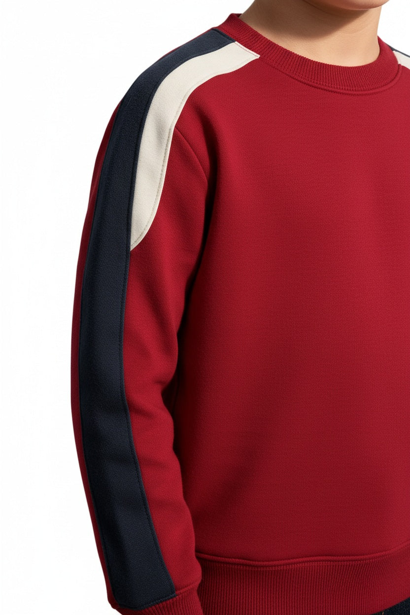 Boys Round Neck Colourblocked Sweatshirt