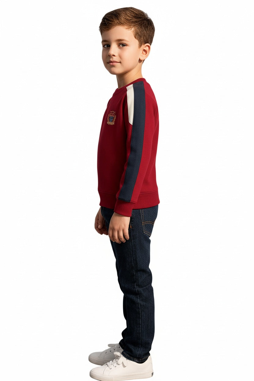 Boys Round Neck Colourblocked Sweatshirt