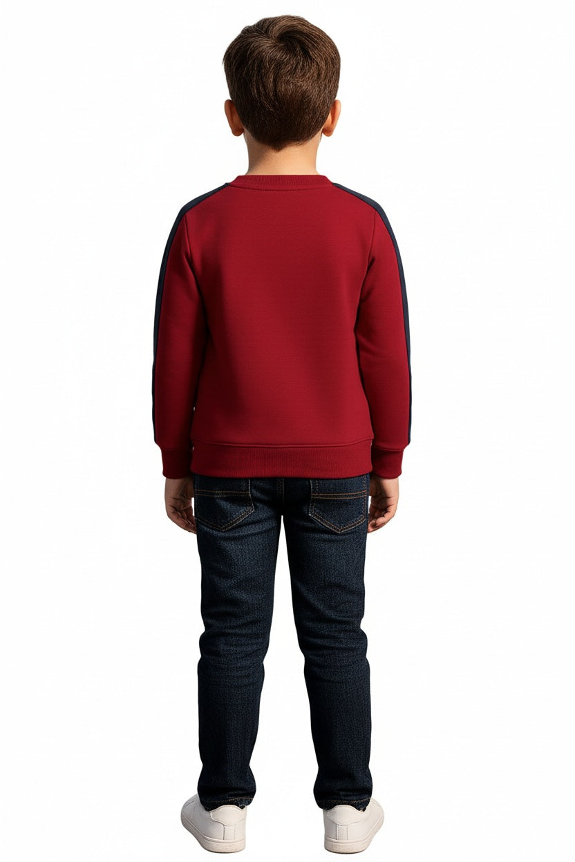 Boys Round Neck Colourblocked Sweatshirt