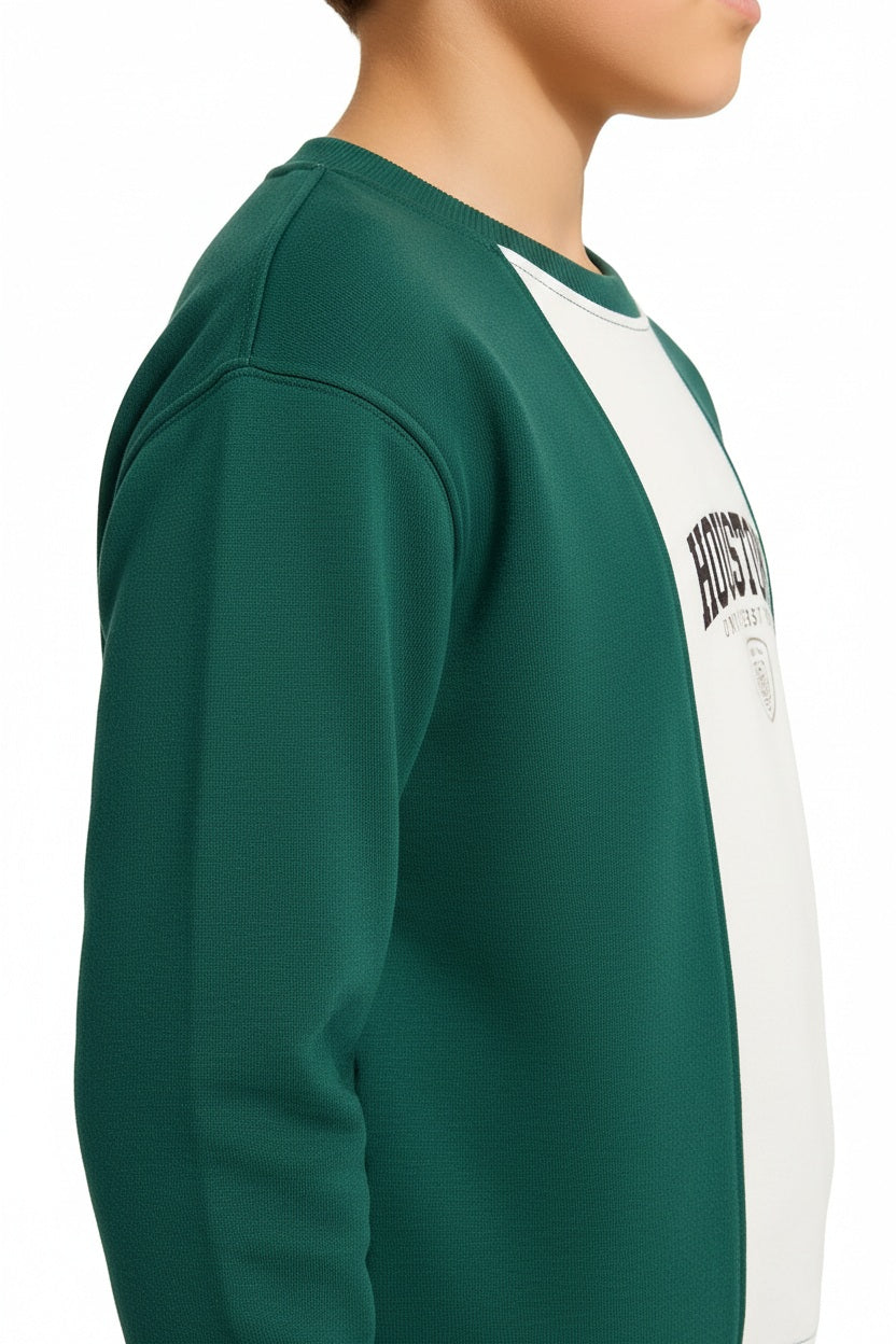 Boys Round Neck Colourblocked Sweatshirt