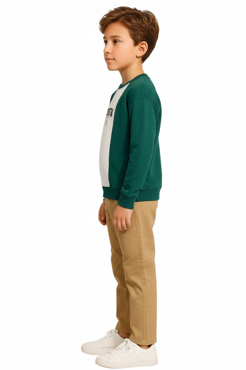 Boys Round Neck Colourblocked Sweatshirt