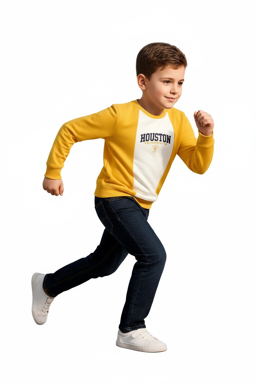 Boys Round Neck Colourblocked Sweatshirt