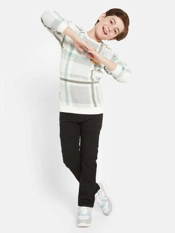 Octave Boys Grey Checked Sweatshirt