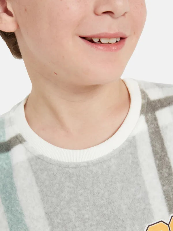 Octave Boys Grey Checked Sweatshirt