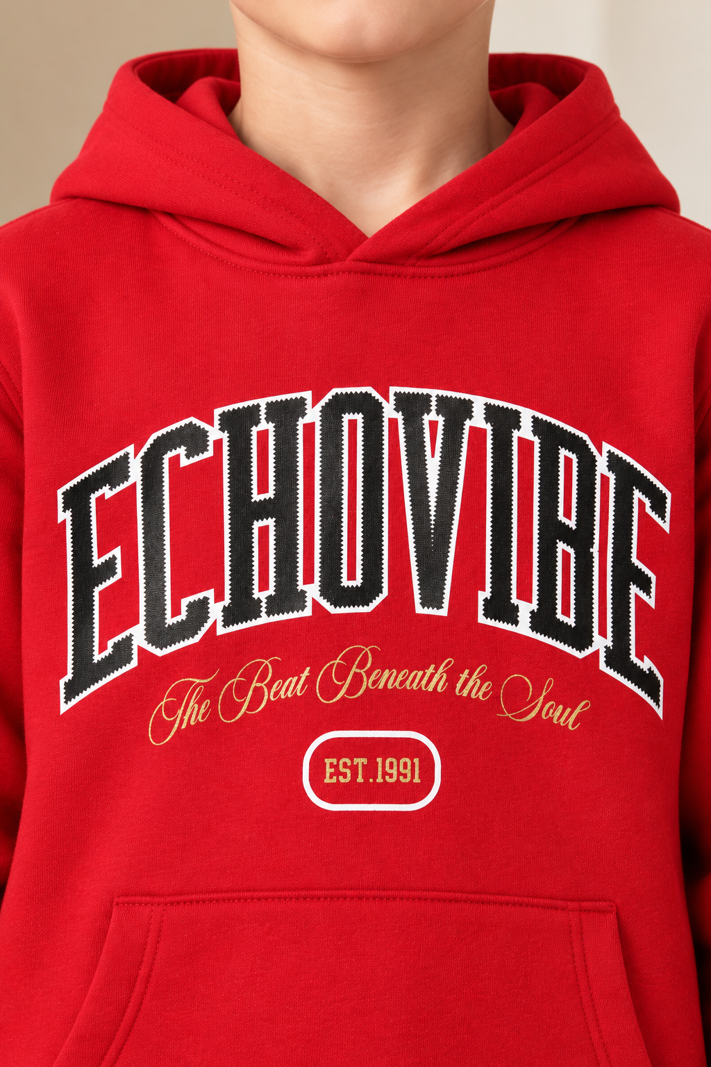 Junior Boys Regular Fit Graphic Hoodie Sweatshirt - Brick Short Description