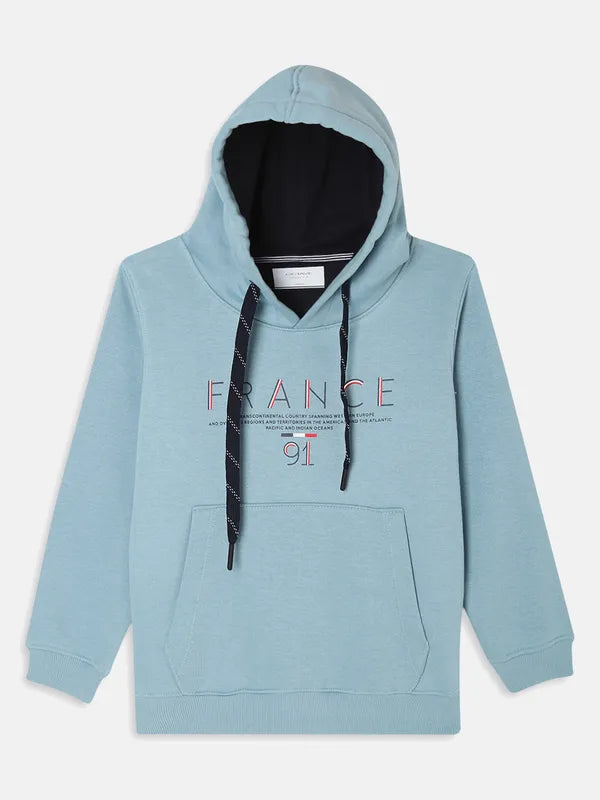 Octave Boys Green Printed Hooded Sweatshirt